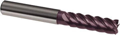 Guhring - 6mm, 18mm LOC, 6mm Shank Diam, 65mm OAL, 5 Flute, Solid Carbide Square End Mill - Single End, FIREX Finish, Spiral Flute, 45° Helix, Centercutting, Right Hand Cut, Right Hand Flute, Series 3897 - Eagle Tool & Supply