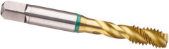 Guhring - 1/2-20 UNC 3 Flute H7 Modified Bottoming Spiral Flute Tap - Cobalt, TiN Finish, 3.381" OAL, Right Hand Flute, Right Hand Thread, H7, Series 3981 - Eagle Tool & Supply