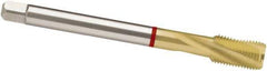 Guhring - #10-24 UNC 3 Flute 2B Modified Bottoming Spiral Flute Tap - Powdered Metal, TiN Finish, 2.756" OAL, Right Hand Flute, Right Hand Thread, H3/H4, Series 4124 - Exact Industrial Supply