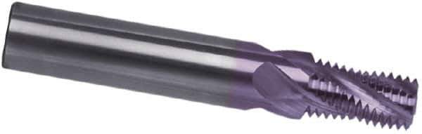 Guhring - 3/8-18 NPT, 0.441" Cutting Diam, 4 Flute, Solid Carbide Helical Flute Thread Mill - Internal Thread, 0.583" LOC, 3-1/4" OAL, 1/2" Shank Diam - Eagle Tool & Supply