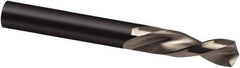 Guhring - 19/64" 130° Parabolic Flute High Speed Steel Screw Machine Drill Bit - Bright Finish, Left Hand Cut, 37mm Flute Length, 79mm OAL, Cone Relief Point, Straight Shank - Eagle Tool & Supply