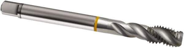 Guhring - M10x1.25 Metric Fine 3 Flute 6H Modified Bottoming Spiral Flute Tap - Cobalt, Bright Finish, 100mm OAL, Right Hand Flute, Right Hand Thread, D4/D5, Series 834 - Exact Industrial Supply