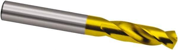 Guhring - 12.8mm 130° Spiral Flute Cobalt Screw Machine Drill Bit - TiN Finish, Right Hand Cut, 51mm Flute Length, 102mm OAL, Cone Relief Point, Straight Shank - Eagle Tool & Supply