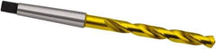 Guhring - 16.75mm, 2MT 118° Point High Speed Steel Taper Shank Drill Bit - TiN Finish, 125mm Flute Length, 223mm OAL, Spiral Flute, Series 654 - Eagle Tool & Supply