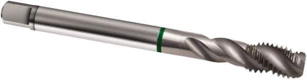 Guhring - M12x1.25 Metric Fine 3 Flute 6H Modified Bottoming Spiral Flute Tap - Cobalt, Bright Finish, 100mm OAL, Right Hand Flute, Right Hand Thread, D4/D5, Series 2424 - Eagle Tool & Supply