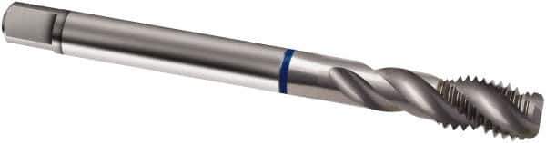 Guhring - 7/8-9 UNC 4 Flute 2B Modified Bottoming Spiral Flute Tap - Cobalt, Bright Finish, 140mm OAL, Right Hand Flute, Right Hand Thread, H6/H7, Series 1986 - Exact Industrial Supply