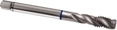 Guhring - 7/8-9 UNC 4 Flute 2B Modified Bottoming Spiral Flute Tap - Cobalt, Bright Finish, 140mm OAL, Right Hand Flute, Right Hand Thread, H6/H7, Series 1986 - Exact Industrial Supply