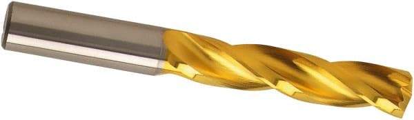 Guhring - Letter H 150° Solid Carbide Jobber Drill - TiN Finish, Right Hand Cut, Spiral Flute, 74mm OAL, Faceted Point - Eagle Tool & Supply