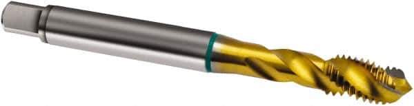 Guhring - #10-24 UNC 3 Flute 2B Modified Bottoming Spiral Flute Tap - Cobalt, TiN Finish, 70mm OAL, Right Hand Flute, Right Hand Thread, H3/H4, Series 1837 - Exact Industrial Supply