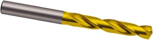 Guhring - 13.5mm 140° Solid Carbide Jobber Drill - TiN Finish, Right Hand Cut, Spiral Flute, 144mm OAL, SU Point - Eagle Tool & Supply