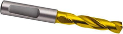 Guhring - 8.3mm 140° Spiral Flute Solid Carbide Screw Machine Drill Bit - TiN Finish, Right Hand Cut, 47mm Flute Length, 89mm OAL, SU Point, Whistle Notch Shank - Eagle Tool & Supply
