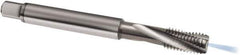 Guhring - M10x1.00 Metric Fine 3 Flute 6H Modified Bottoming Spiral Flute Tap - Solid Carbide, Bright Finish, 90mm OAL, Right Hand Flute, Right Hand Thread, D4/D5, Series 977 - Eagle Tool & Supply