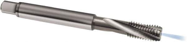 Guhring - M4x0.70 Metric 3 Flute 6H Modified Bottoming Spiral Flute Tap - Solid Carbide, Bright Finish, 63mm OAL, Right Hand Flute, Right Hand Thread, D3/D4, Series 971 - Eagle Tool & Supply