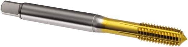 Guhring - M10x1.50 Metric 6HX D10/D11 Thread Limit Bottoming Thread Forming Tap - Cobalt, TiN Finish, 100mm OAL, Series 919 - Eagle Tool & Supply