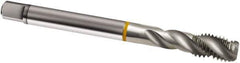 Guhring - 1/2-20 UNF 3 Flute 2B Modified Bottoming Spiral Flute Tap - Cobalt, Bright Finish, 100mm OAL, Right Hand Flute, Right Hand Thread, H4/H5, Series 911 - Exact Industrial Supply