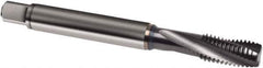 Guhring - #6-32 UNC 3 Flute 3BX Modified Bottoming Spiral Flute Tap - Powdered Metal, TiCN Finish, 56mm OAL, Right Hand Flute, Right Hand Thread, H3, Series 1063 - Eagle Tool & Supply