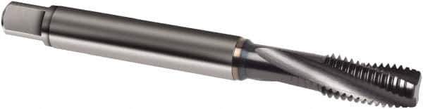 Guhring - 3/8-24 UNF 3 Flute 3BX Modified Bottoming Spiral Flute Tap - Powdered Metal, TiCN Finish, 100mm OAL, Right Hand Flute, Right Hand Thread, H4, Series 1064 - Eagle Tool & Supply