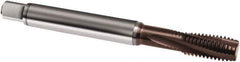 Guhring - 5/8-18 UNF 4 Flute 3BX Modified Bottoming Spiral Flute Tap - Powdered Metal, TiAlN Finish, 100mm OAL, Right Hand Flute, Right Hand Thread, H4, Series 1068 - Eagle Tool & Supply
