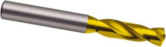 Guhring - 8.3mm 140° Spiral Flute Solid Carbide Screw Machine Drill Bit - TiN Finish, Right Hand Cut, 37mm Flute Length, 79mm OAL, SU Point, Straight Shank - Eagle Tool & Supply