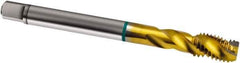 Guhring - 1/4-28 UNF 3 Flute 2B Modified Bottoming Spiral Flute Tap - Cobalt, TiN Finish, 80mm OAL, Right Hand Flute, Right Hand Thread, H3/H4, Series 1838 - Exact Industrial Supply