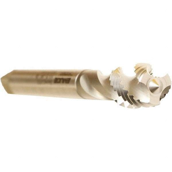 Emuge - M10x1.25 Metric Fine 3 Flute 6H Modified Bottoming Spiral Flute Tap - Cobalt, Bright Finish, 2-15/16" OAL, Right Hand Flute, Right Hand Thread, Series Enorm - Eagle Tool & Supply