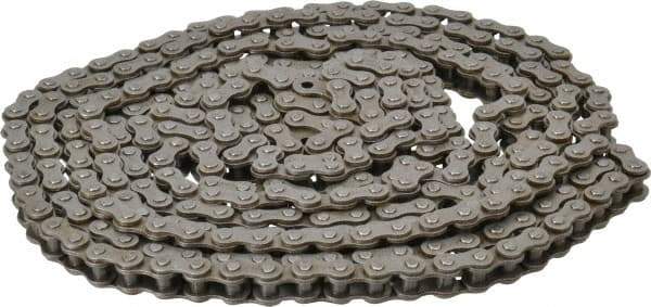 Browning - 3/8" Pitch, ANSI 35, Single Strand Roller Chain - Chain No. 35, 10 Ft. Long, 1/5" Roller Diam, 3/16" Roller Width - Eagle Tool & Supply