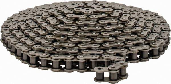 Browning - 1/2" Pitch, ANSI 40, Single Strand Roller Chain - Chain No. 40, 10 Ft. Long, 5/16" Roller Diam, 5/16" Roller Width - Eagle Tool & Supply