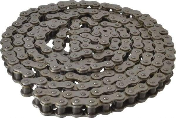 Browning - 5/8" Pitch, ANSI 50, Single Strand Roller Chain - Chain No. 50, 10 Ft. Long, 0.4" Roller Diam, 3/8" Roller Width - Eagle Tool & Supply