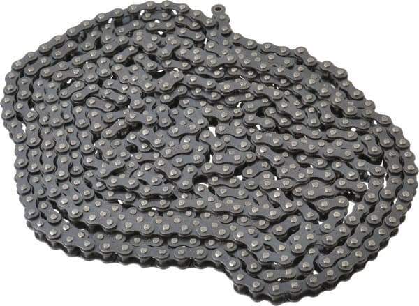 Browning - 1/4" Pitch, ANSI 25, Single Strand Roller Chain - Chain No. 25, 10 Ft. Long, 0.13" Roller Diam, 1/8" Roller Width - Eagle Tool & Supply