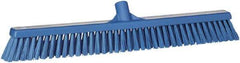 Vikan - 24" Combo Duty Polyester Push Broom - 2" Bristle Length, Plastic Block, European Threaded Handle Connection - Eagle Tool & Supply