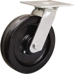Hamilton - 8" Diam x 2" Wide x 9-1/2" OAH Top Plate Mount Swivel Caster - Phenolic, 900 Lb Capacity, Straight Roller Bearing, 5 x 5-1/2" Plate - Eagle Tool & Supply