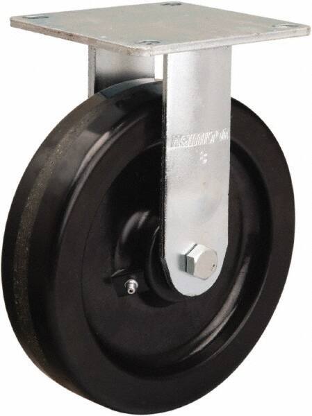 Hamilton - 8" Diam x 2" Wide x 9-1/2" OAH Top Plate Mount Rigid Caster - Phenolic, 900 Lb Capacity, Straight Roller Bearing, 5 x 5-1/2" Plate - Eagle Tool & Supply