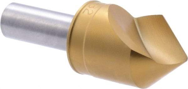 M.A. Ford - 1" Head Diam, 1/2" Shank Diam, 1 Flute 82° High Speed Steel Countersink - TiN Finish, 2-3/4" OAL - Eagle Tool & Supply