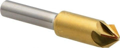 M.A. Ford - 3/8" Head Diam, 1/4" Shank Diam, 6 Flute 82° High Speed Steel Countersink - TiN Finish, 2" OAL - Eagle Tool & Supply