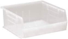 Quantum Storage - 50 Lb. Load Capacity, 10-7/8" Deep, Clear Polypropylene Hopper Stacking Bin - 5" High x 11" Wide x 10-7/8" Long - Eagle Tool & Supply