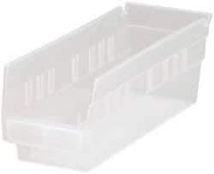 Quantum Storage - 30 Lb. Load Capacity, 11-5/8" Deep, Clear Polypropylene Hopper Shelf Bin - 4" High x 4-1/8" Wide x 11-5/8" Long - Eagle Tool & Supply