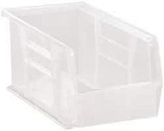 Quantum Storage - 30 Lb. Load Capacity, 10-7/8" Deep, Clear Polypropylene Hopper Stacking Bin - 5" High x 5-1/2" Wide x 10-7/8" Long - Eagle Tool & Supply