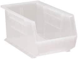 Quantum Storage - 60 Lb. Load Capacity, 14-3/4" Deep, Clear Polypropylene Hopper Stacking Bin - 7" High x 8-1/4" Wide x 14-3/4" Long - Eagle Tool & Supply