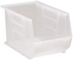 Quantum Storage - 60 Lb. Load Capacity, 13-5/8" Deep, Clear Polypropylene Hopper Stacking Bin - 8" High x 8-1/4" Wide x 13-5/8" Long - Eagle Tool & Supply