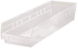 Quantum Storage - 50 Lb. Load Capacity, 23-5/8" Deep, Clear Polypropylene Hopper Shelf Bin - 4" High x 6-5/8" Wide x 23-5/8" Long - Eagle Tool & Supply