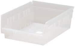 Quantum Storage - 30 Lb. Load Capacity, 11-5/8" Deep, Clear Polypropylene Hopper Shelf Bin - 4" High x 8-3/8" Wide x 11-5/8" Long - Eagle Tool & Supply