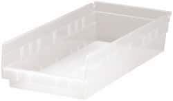 Quantum Storage - 40 Lb. Load Capacity, 17-7/8" Deep, Clear Polypropylene Hopper Shelf Bin - 4" High x 8-3/8" Wide x 17-7/8" Long - Eagle Tool & Supply