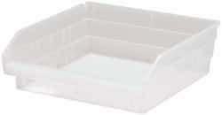 Quantum Storage - 30 Lb. Load Capacity, 11-5/8" Deep, Clear Polypropylene Hopper Shelf Bin - 4" High x 11-1/8" Wide x 11-5/8" Long - Eagle Tool & Supply