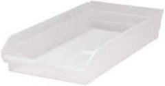 Quantum Storage - 50 Lb. Load Capacity, 23-5/8" Deep, Clear Polypropylene Hopper Shelf Bin - 4" High x 11-1/8" Wide x 23-5/8" Long - Eagle Tool & Supply