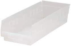 Quantum Storage - 40 Lb. Load Capacity, 17-7/8" Deep, Clear Polypropylene Hopper Shelf Bin - 4" High x 6-5/8" Wide x 17-7/8" Long - Eagle Tool & Supply