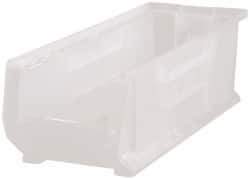 Quantum Storage - 125 Lb. Load Capacity, 23-7/8" Deep, Clear Polypropylene Hopper Stacking Bin - 7" High x 8-1/4" Wide x 23-7/8" Long - Eagle Tool & Supply