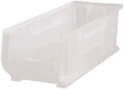 Quantum Storage - 125 Lb. Load Capacity, 23-7/8" Deep, Clear Polypropylene Hopper Stacking Bin - 9" High x 8-1/4" Wide x 23-7/8" Long - Eagle Tool & Supply