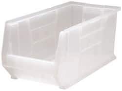 Quantum Storage - 125 Lb. Load Capacity, 23-7/8" Deep, Clear Polypropylene Hopper Stacking Bin - 10" High x 11" Wide x 23-7/8" Long - Eagle Tool & Supply