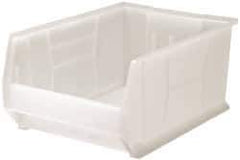 Quantum Storage - 125 Lb. Load Capacity, 23-7/8" Deep, Clear Polypropylene Hopper Stacking Bin - 11" High x 16-1/2" Wide x 23-7/8" Long - Eagle Tool & Supply