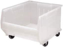 Quantum Storage - 125 Lb. Load Capacity, 23-7/8" Deep, Clear Polypropylene Hopper Stacking Bin - 12" High x 18-1/4" Wide x 23-7/8" Long - Eagle Tool & Supply